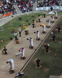 A wood chopping competition
