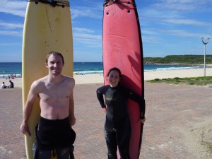 Our first surfing lesson!